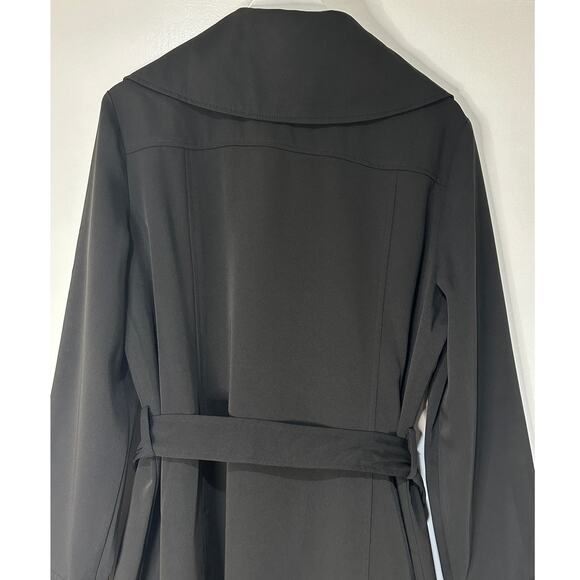 Avec Les Filles Black Trench Coat Belted Drape Front Size Large NWT Stylish - Picture 14 of 16